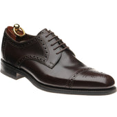 Loake Eldon mens rubber-soled semi-brogues in dark brown polished