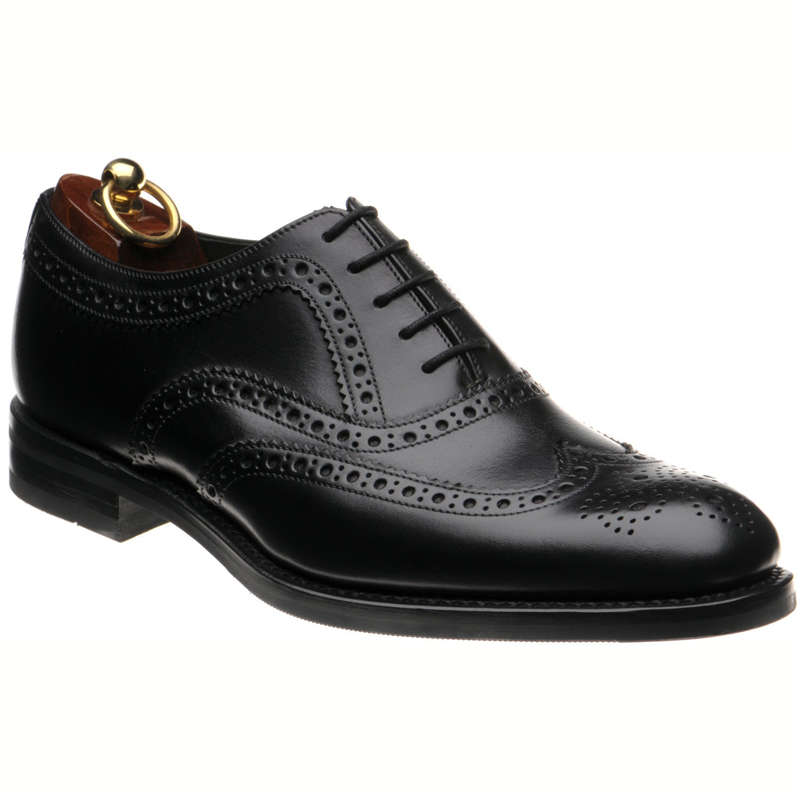 Loake Fearnley Rubber mens rubber-soled brogues in black calf