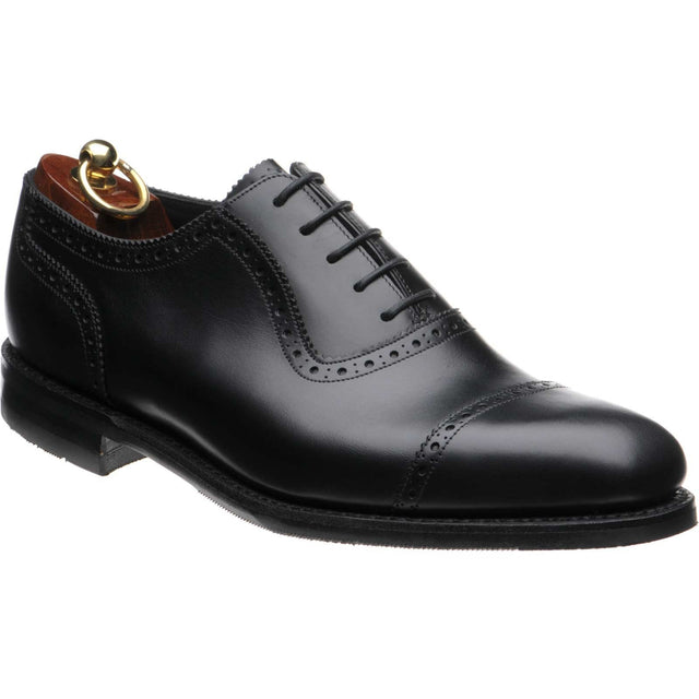 Loake Fleet mens rubber-soled semi-brogues in black calf