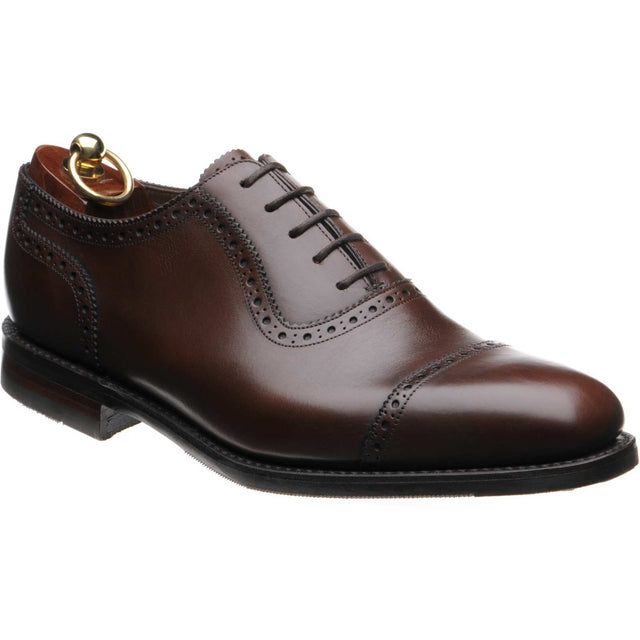 Loake Fleet mens rubber-soled semi-brogues in dark brown calf