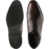 Loake Fleet mens rubber-soled semi-brogues in dark brown calf