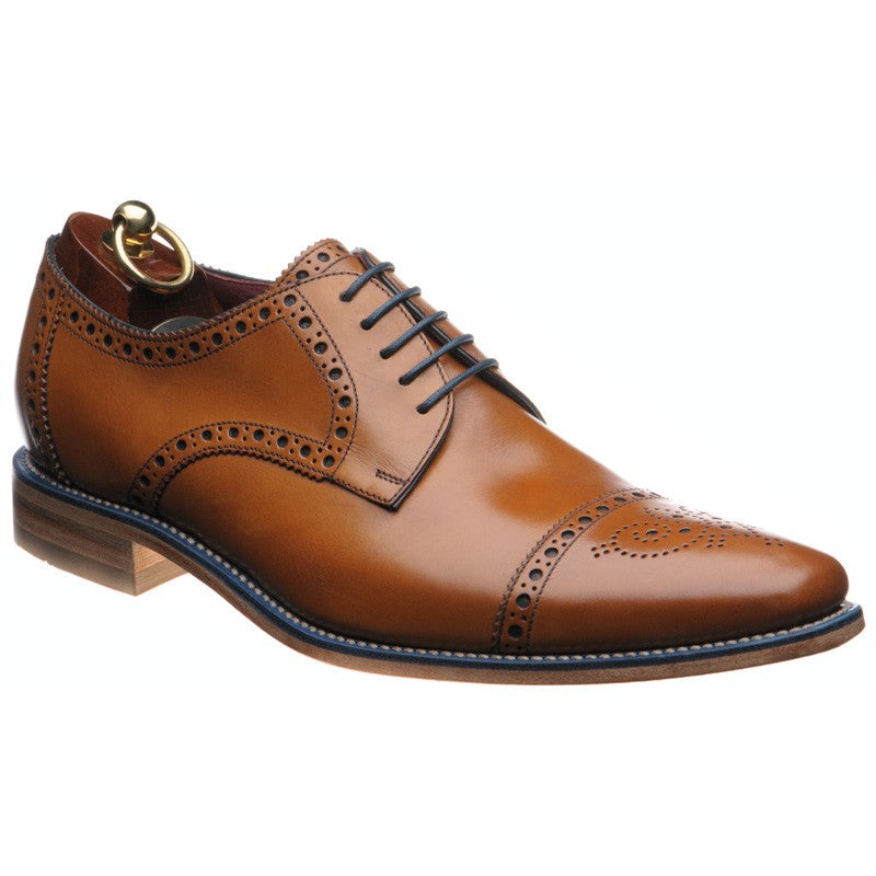 Loake Foley mens semi-brogues in tan calf