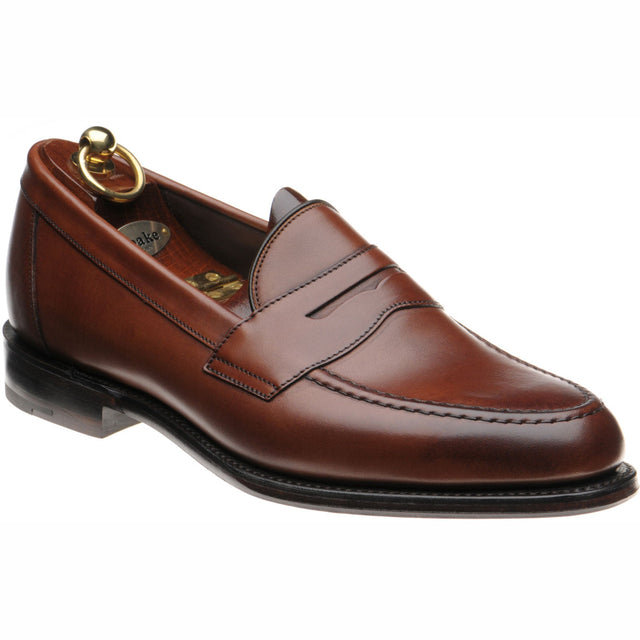 Loake Hornbeam mens loafers in seared mahogany calf