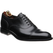Loake Hughes mens hybrid-soled semi-brogues in black brush-painted calf