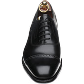 Loake Hughes mens hybrid-soled semi-brogues in black brush-painted calf