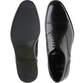 Loake Hughes mens hybrid-soled semi-brogues in black brush-painted calf