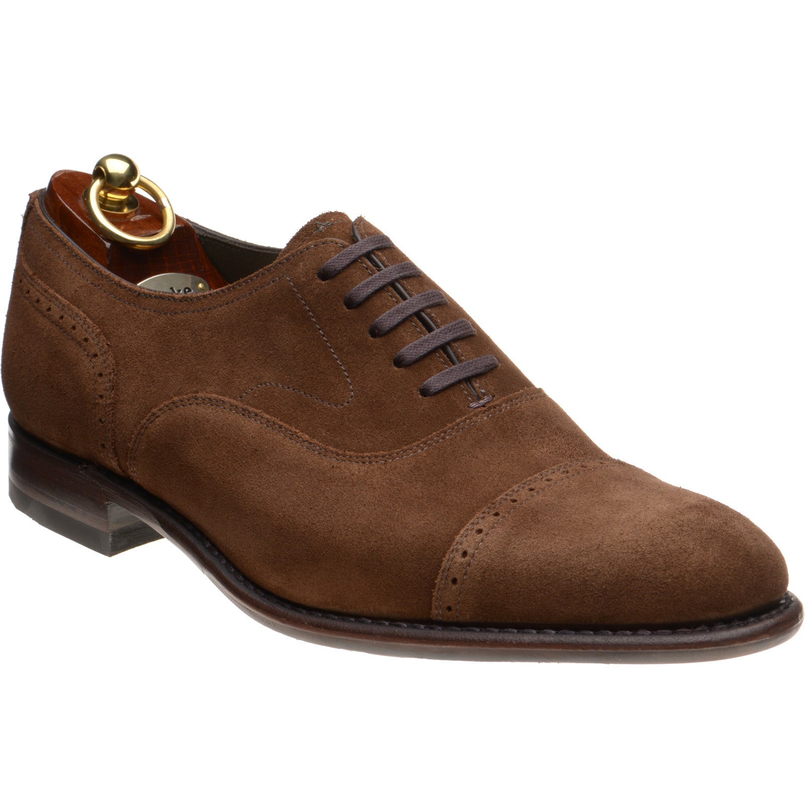 Loake Hughes mens hybrid-soled semi-brogues in brown suede