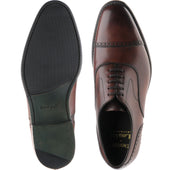 Loake Hughes mens hybrid-soled semi-brogues in burgundy brush-painted calf