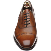 Loake Hughes mens hybrid-soled semi-brogues in chestnut brush-painted calf