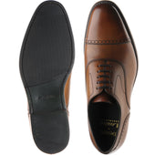 Loake Hughes mens hybrid-soled semi-brogues in chestnut brush-painted calf