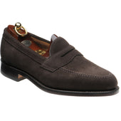 Loake Imperial mens loafers in dark brown suede