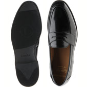 Loake Imperial Rubber mens rubber-soled loafers in black polished