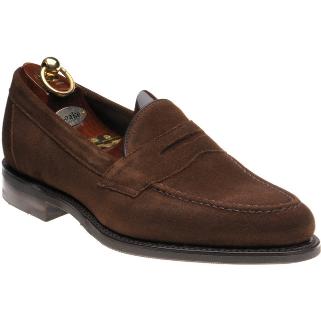 Loake Imperial Rubber mens rubber-soled loafers in brown suede