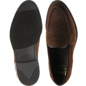Loake Imperial Rubber mens rubber-soled loafers in brown suede