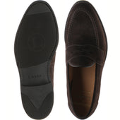 Loake Imperial Rubber mens rubber-soled loafers in dark brown suede
