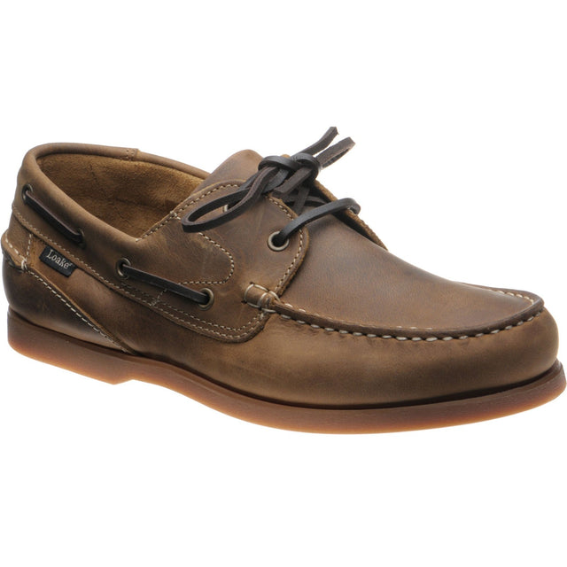Loake Lymington mens rubber-soled deck shoes in brown nubuck (second)