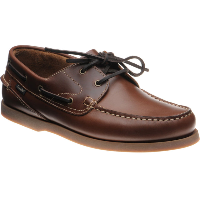 Loake Lymington mens rubber-soled deck shoes in brown waxy (second)