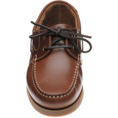 Loake Lymington mens rubber-soled deck shoes in brown waxy