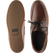 Loake Lymington mens rubber-soled deck shoes in brown waxy