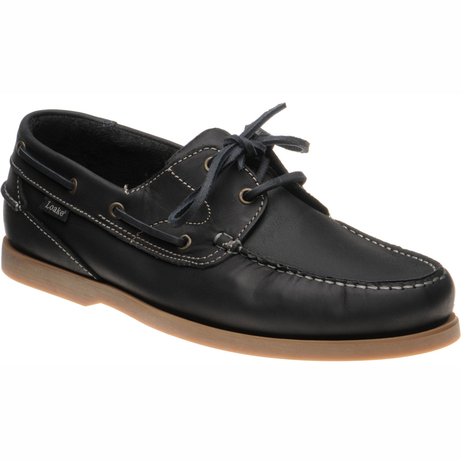 Loake Lymington mens rubber-soled deck shoes in navy nubuck (second)