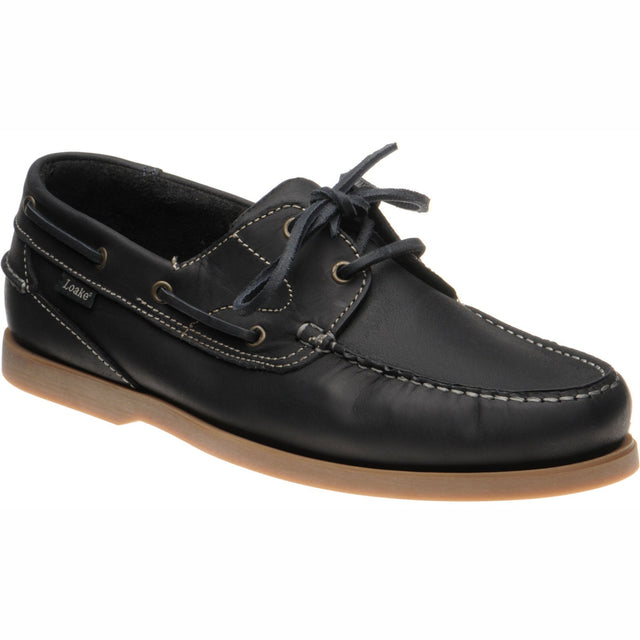 Loake Lymington mens rubber-soled deck shoes in navy nubuck