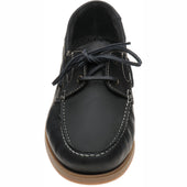 Loake Lymington mens rubber-soled deck shoes in navy nubuck