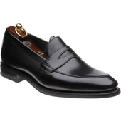 Loake Lynch mens rubber-soled loafers in black calf