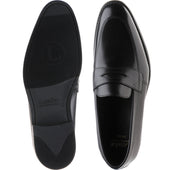 Loake Lynch mens rubber-soled loafers in black calf