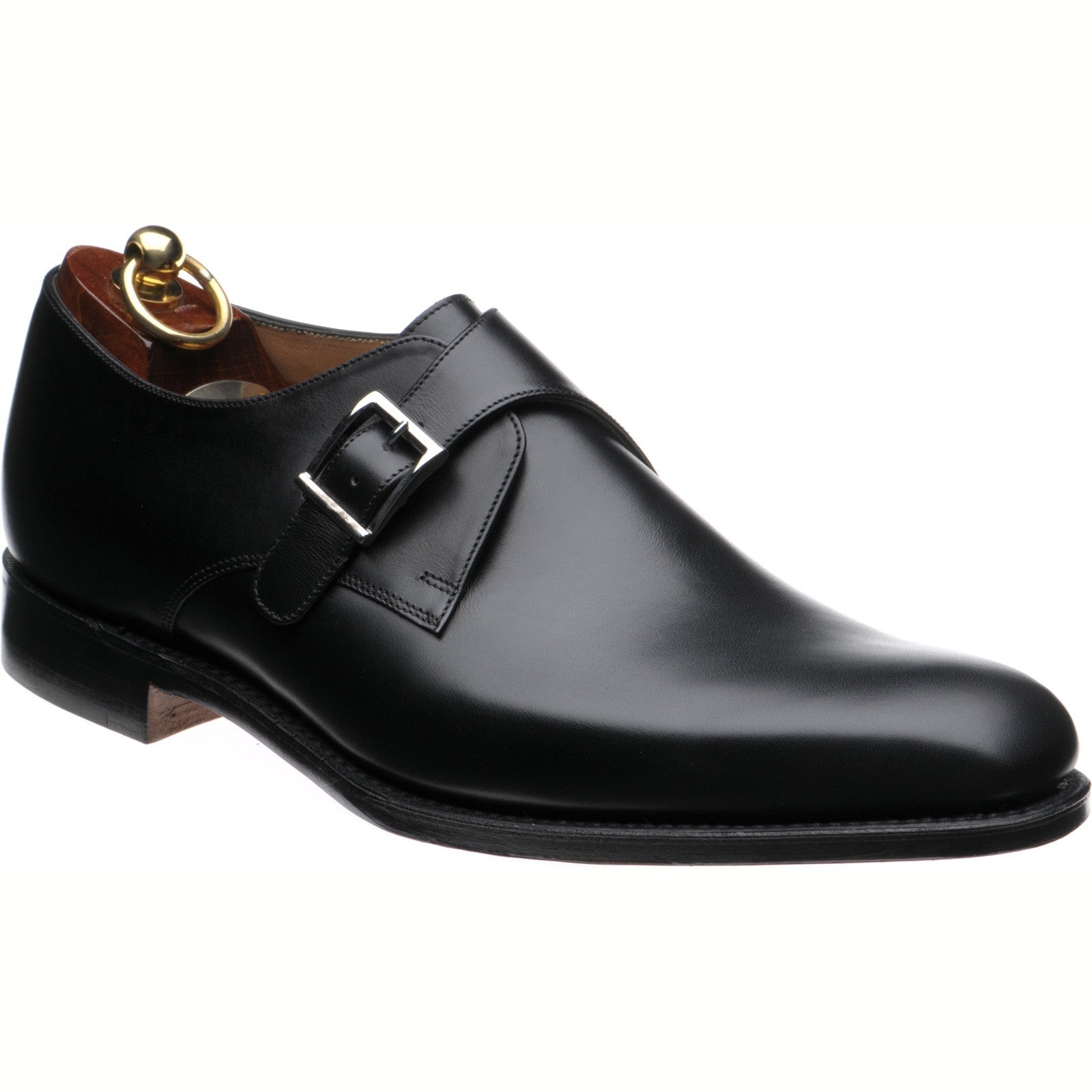 Loake Medway mens monk shoes in black calf