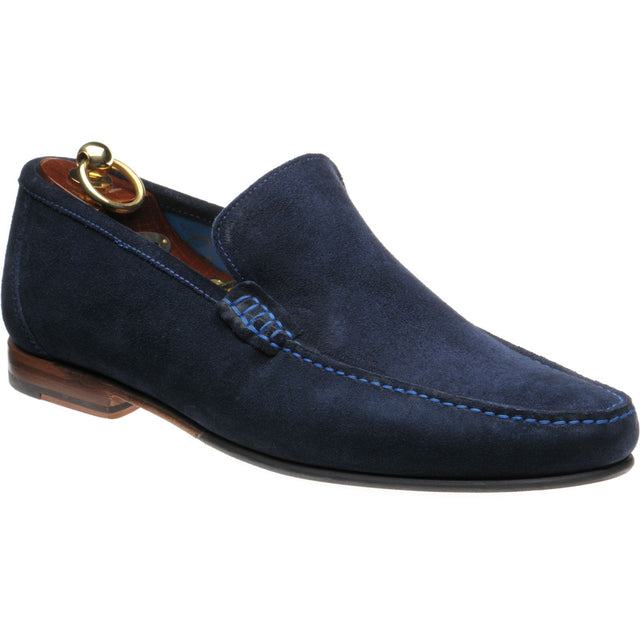 Loake Nicholson mens hybrid-soled loafers in navy suede