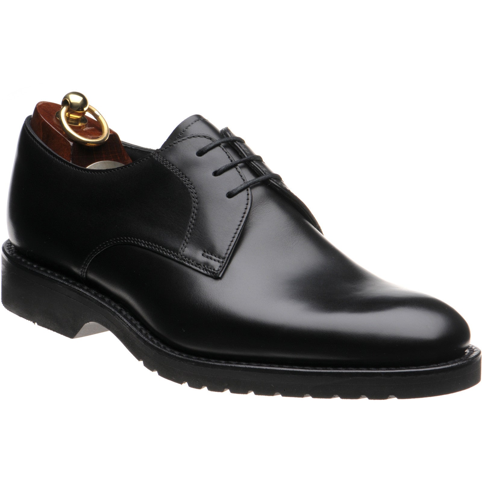 Loake Orson mens rubber-soled Derby shoes in black calf