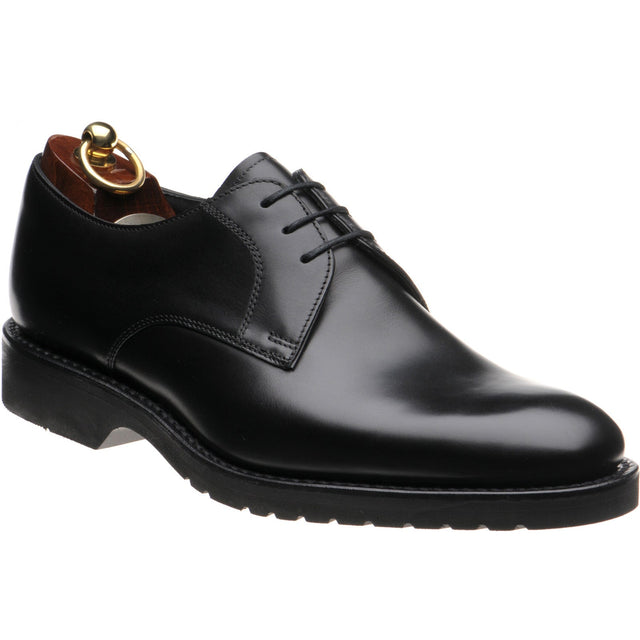 Loake Orson mens rubber-soled Derby shoes in black calf