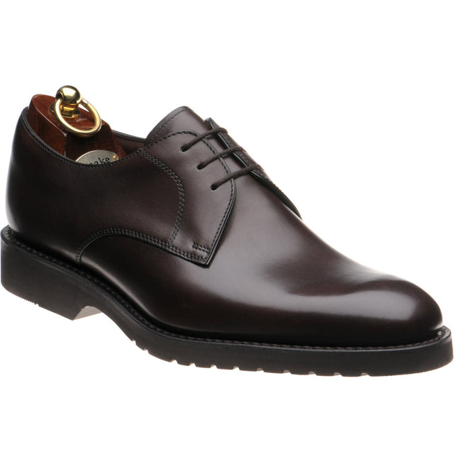 Loake Orson mens rubber-soled Derby shoes in dark brown calf (second)