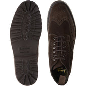 Loake Pegasus mens rubber-soled brogue boots in dark brown suede