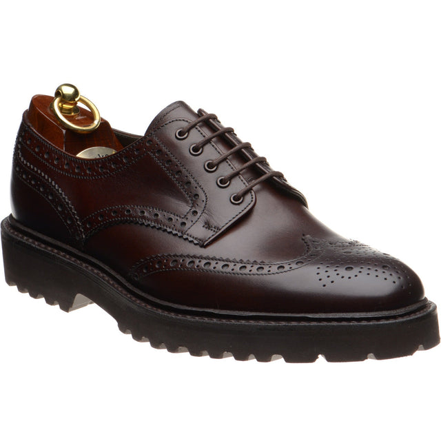 Loake Perseus mens rubber-soled brogues in dark brown calf (second)