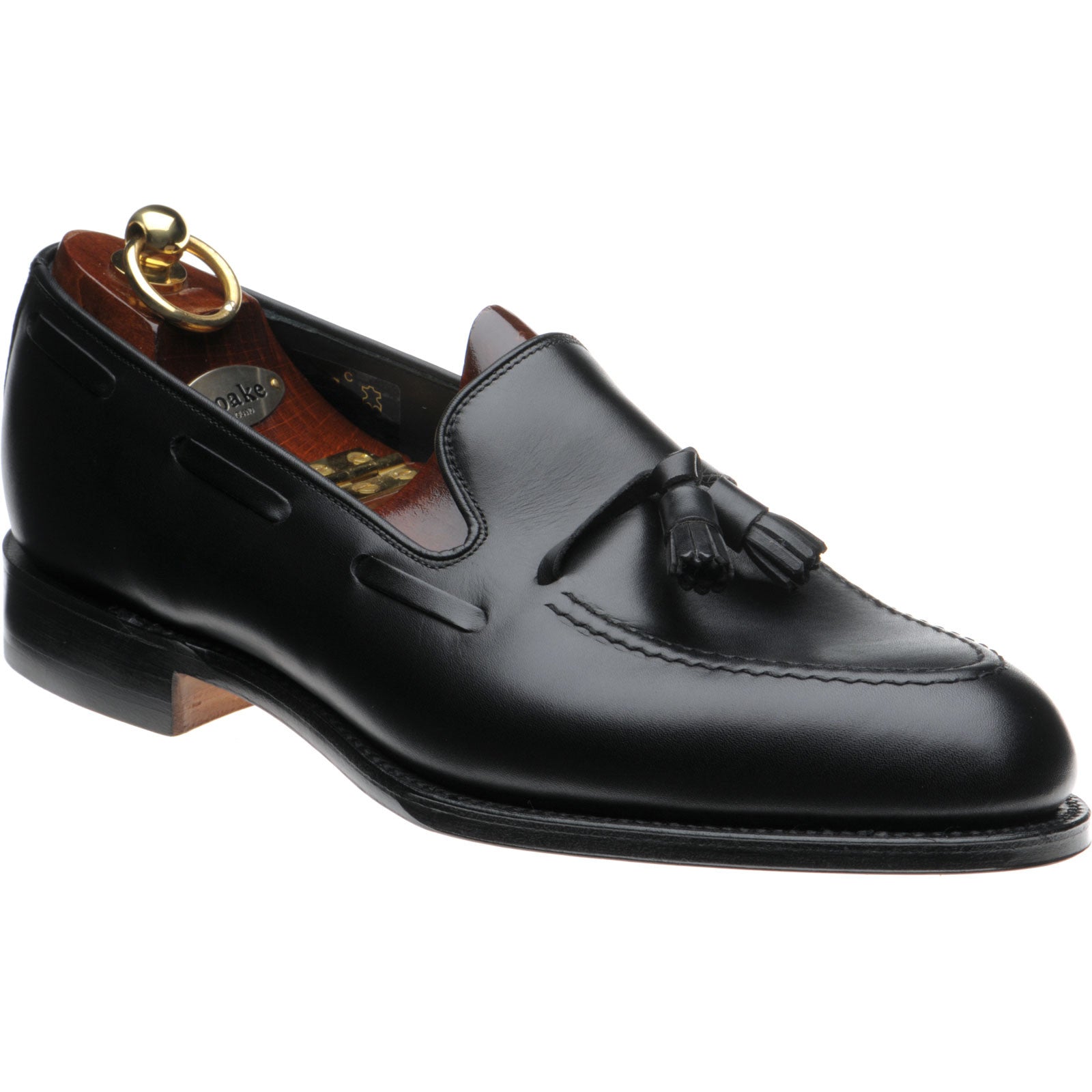 Loake Russell mens tasselled loafers in black calf