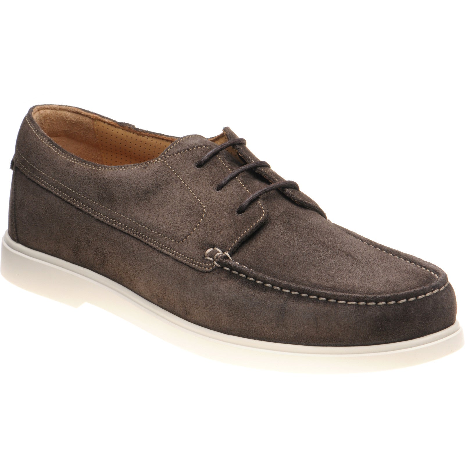 Loake Sardinia mens rubber-soled deck shoes in anthracite grey suede