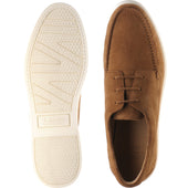 Loake Sardinia mens rubber-soled deck shoes in chestnut suede