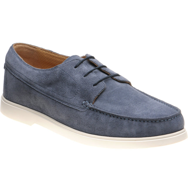 Loake Sardinia mens rubber-soled deck shoes in gulf light blue suede