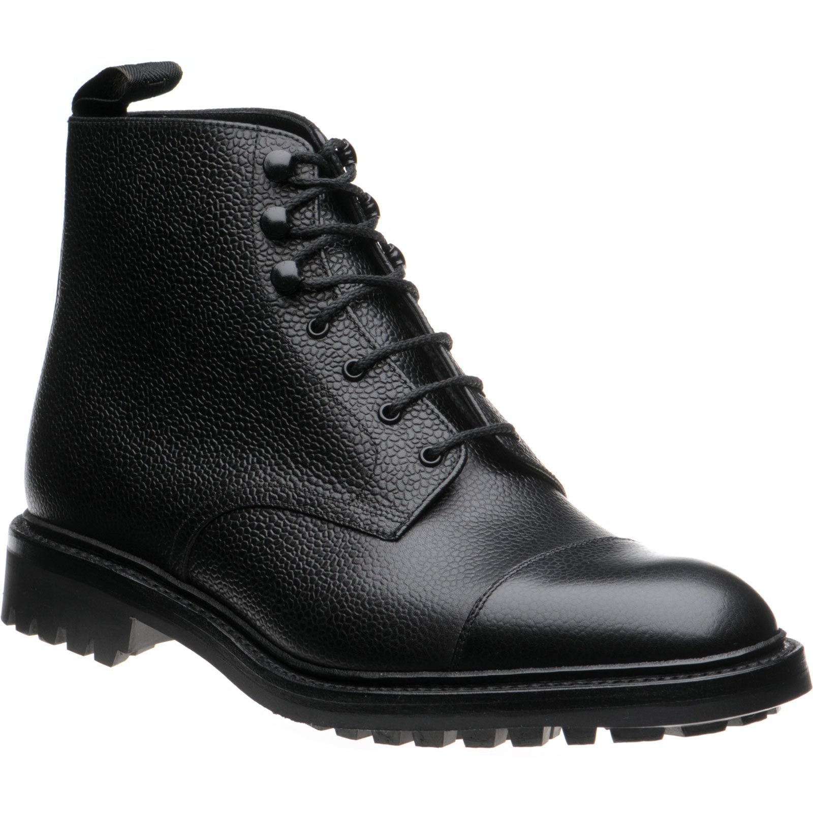 Loake Sedbergh mens rubber-soled boots in black grain calf