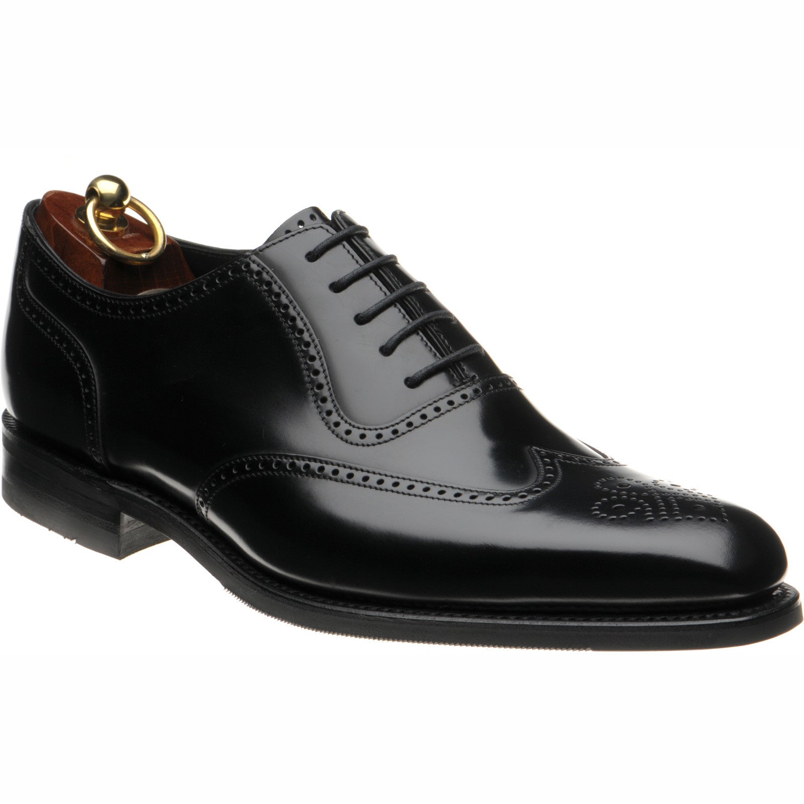 Loake Tay mens rubber-soled brogues in black polished