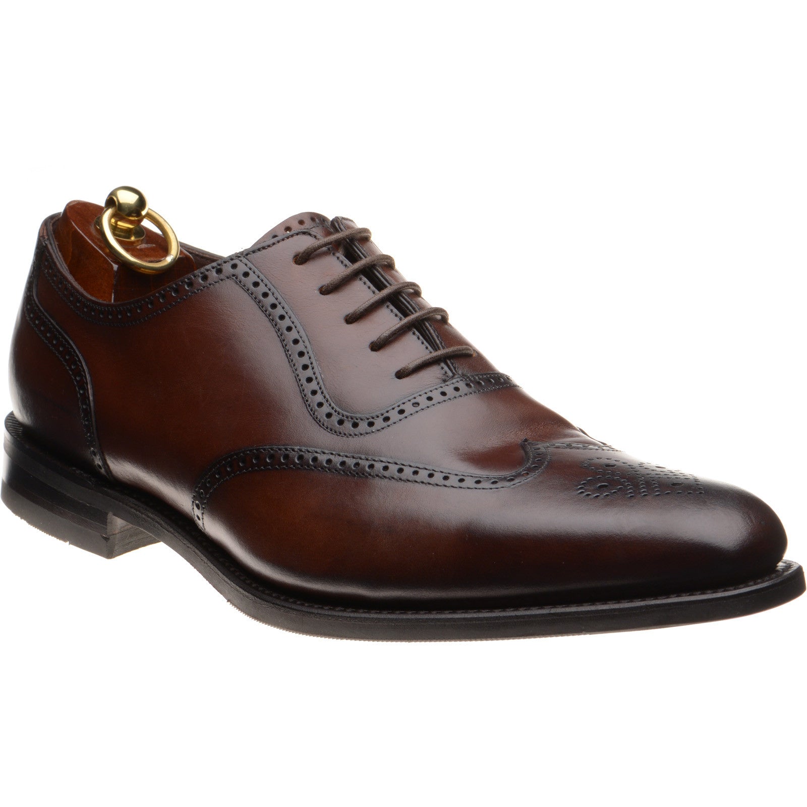 Loake Tay mens rubber-soled brogues in dark brown calf (second)