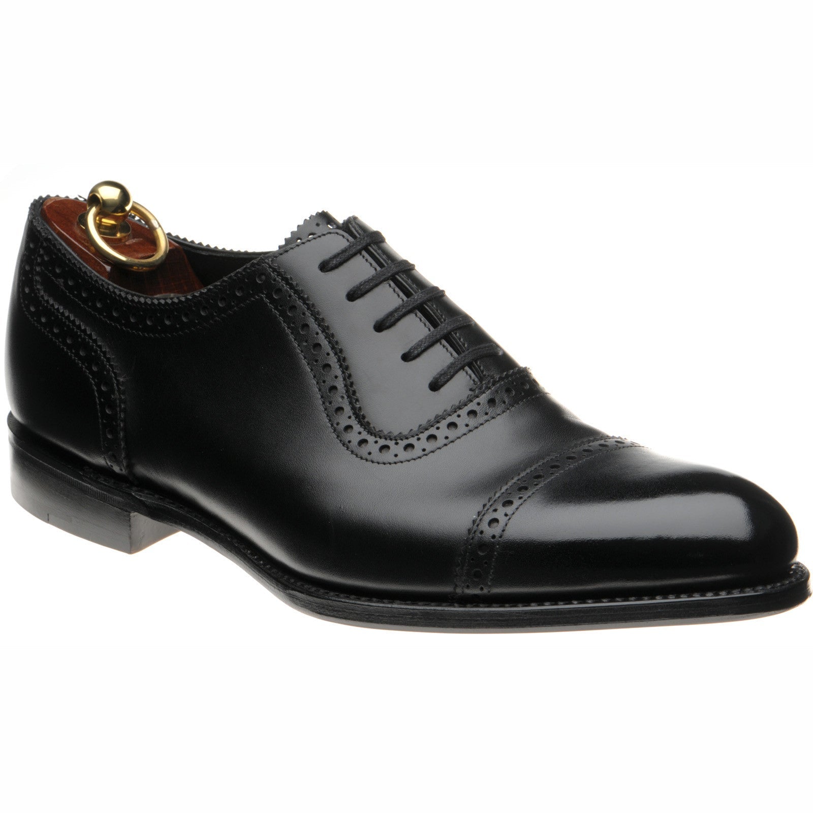 Loake Trinity mens semi-brogues in black calf (second)