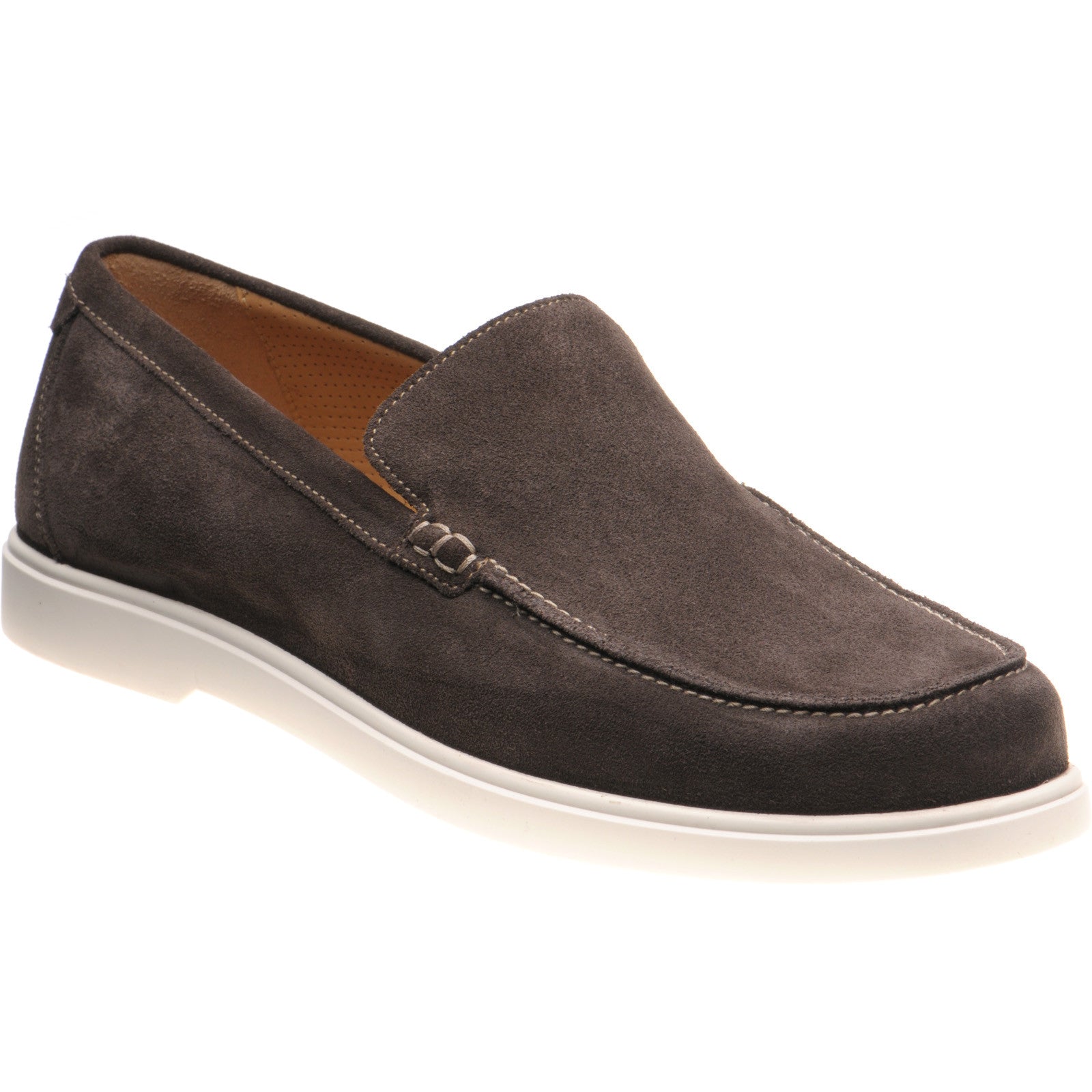 Loake Tuscany mens rubber-soled loafers in anthracite grey suede