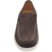 Loake Tuscany mens rubber-soled loafers in anthracite grey suede