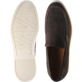 Loake Tuscany mens rubber-soled loafers in anthracite grey suede