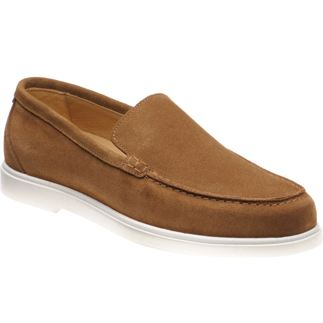 Loake Tuscany mens rubber-soled loafers in chestnut suede