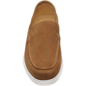 Loake Tuscany mens rubber-soled loafers in chestnut suede