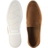 Loake Tuscany mens rubber-soled loafers in chestnut suede