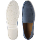 Loake Tuscany mens rubber-soled loafers in denim suede